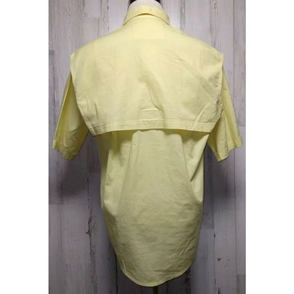 World Wide Sportsman Mens M Vented Fishing Shirt Short Sleeve Lemon Yellow